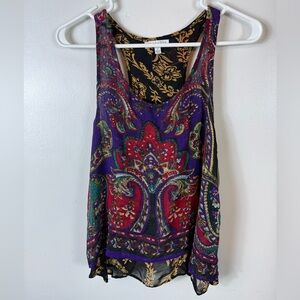 Patrons of Peace Blouse Tank Boho Floral Layered Small Black‎ Red Purple